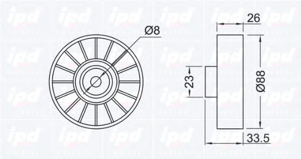 IPD 15-0243 Deflection/Guide Pulley, v-ribbed belt